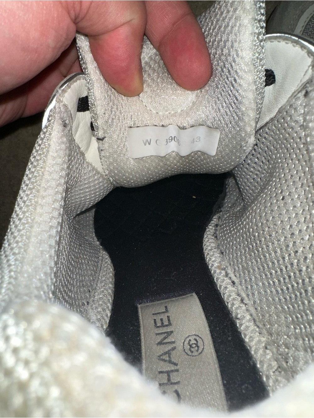 CHANEL Men’s White, Black & Gray Designer Logo Sneaker - Picture 8 of 11